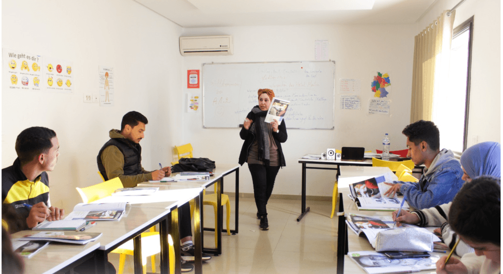 Students learning German